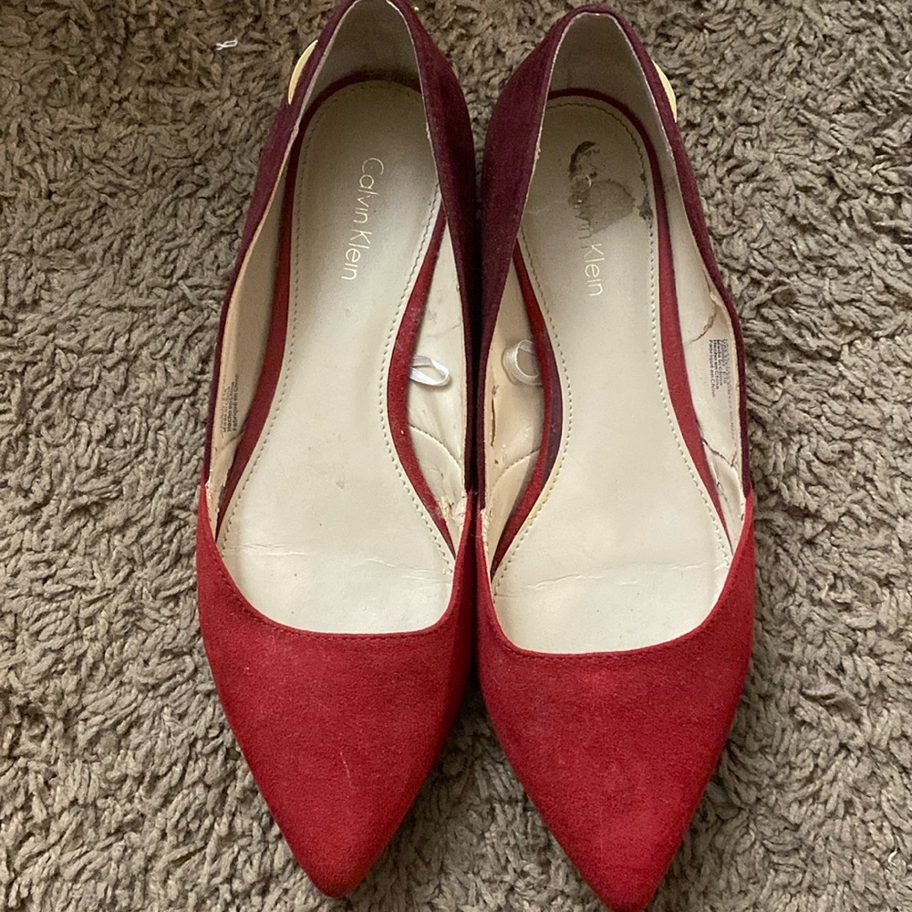 Calvin Klein red and burgundy flats